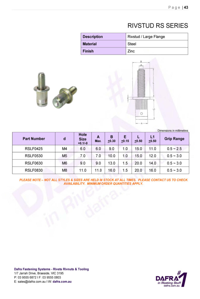 Bollhoff Rivstud System RIVSTUD RS | Dafra Products