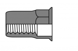 RIVNUT LARGE AND FLUSH HALF HEX STAINLESS  RNFFSTH & RNLFSTH